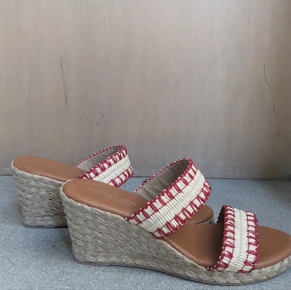 ❤️ André Assous Nolita Raffia Wedge red/neutral sandal - Picture 9 of 11